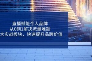 (14365期)直播赋能个人品牌,从0到1解决流量难题,6大实战板块,快速提升品牌价值